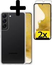 Samsung S22 Plus Hoesje Met 2x Screenprotector - Samsung Galaxy S22 Plus Case Cover - Siliconen Samsung S22 Plus Hoes Met 2x Screenprotector - Transparant