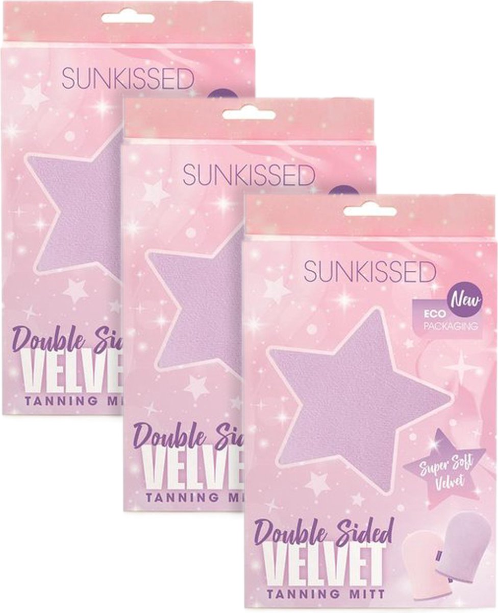 Sunkissed - Double Sided Velvet Tanning Mitt - Zelfbruiner Handschoen - Voordeelverpakking - 3 stuks