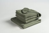 MAROYATHOME - UNO - Badtextielset - 3 handdoeken 50x100 cm, 1 badlaken 70x140 cm, 1 GRATIS haarhanddoek 26x54 cm - Biologisch en Fairtrade katoen - Vintage Green - Groen