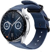 Nylon Smartwatch bandje - Geschikt voor  Huawei Watch GT 3 46mm nylon gesp band - blauw - 46mm - Strap-it Horlogeband / Polsband / Armband