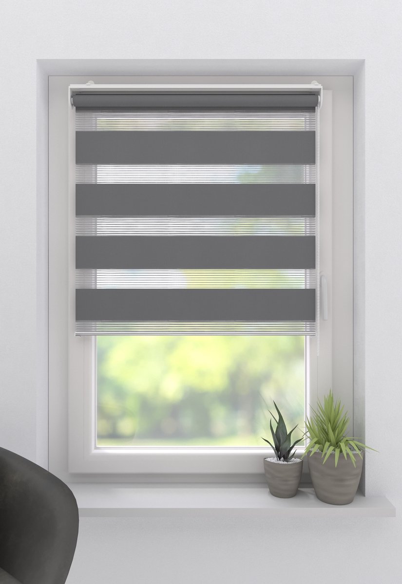 Duo Rolgordijn Splendid Open - Lichtdoorlatend - Grey - 100x180