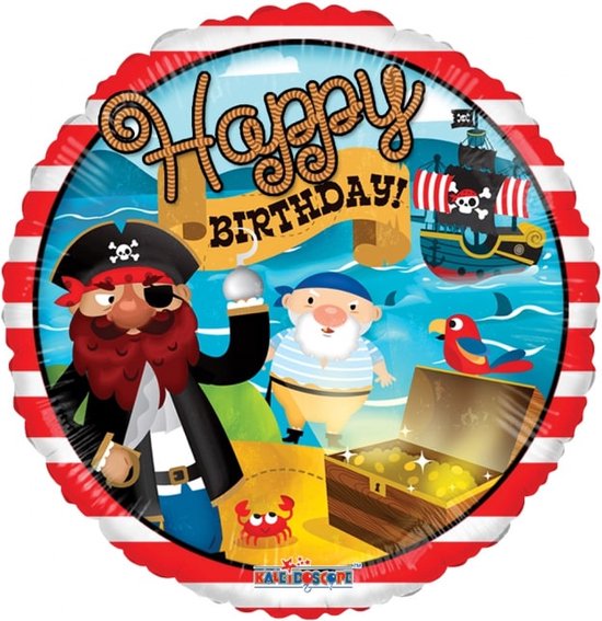 Kaleidoscope Folieballon Fijne Verjaardag Piraten 45,5 Cm