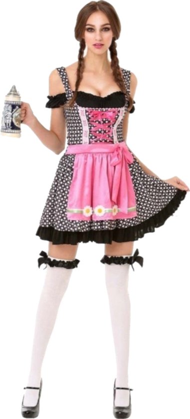 Partyxclusive Dirndl Oktoberfest Dames Polyester Zwart/wit Mt S