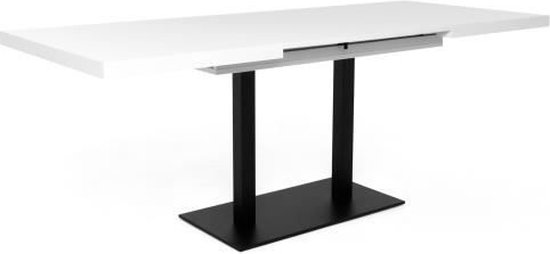 ORLANDO Uitschuifbare eettafel - Eigentijdse stijl - Wit en zwart gelakt - L 120-200 x D 80 x H 75 cm