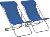 Decoways - Strandstoelen inklapbaar 2 stuks staal en oxford stof blauw