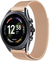 Milanees Smartwatch bandje - Geschikt voor  Fossil Gen 6 - 44mm Milanese band - rosé goud - Strap-it Horlogeband / Polsband / Armband