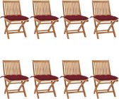 Decoways - Tuinstoelen 8 st inklapbaar met kussens massief teakhout