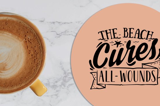 Sous-verres pour verres - Ronds - Été - Rose - Zwart - 10x10 cm - Sous-verres en verre - 6 pièces