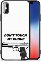 Telefoonhoesje Geschikt voor iPhoneX | Xs Back Case Siliconen Hoesje met Zwarte rand Pistol Don't Touch My Phone