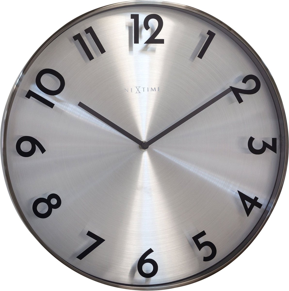 NeXtime Reflection Metalen Wandklok 40cm - Stille Klok - Geborsteld Grijs - Metaal - Uniek Design