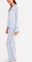 Lords & Lilies doorknoop pyjama dames - lichtblauw - 211-5-LPJ-W/836 - maat XL
