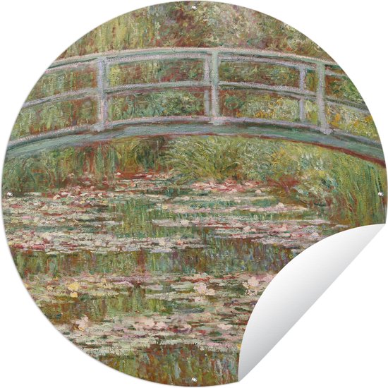Tuincirkel Brug over een meer met lelies- Schilderij van Claude Monet - 150x150 cm - Ronde Tuinposter - Buiten