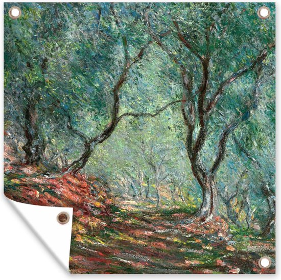 Tuindoek Olive Tree Wood in the Moreno Garden - Schilderij van Claude Monet - 100x100 cm