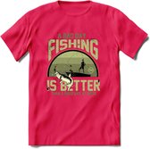 A Bad Day Fishing - Vissen T-Shirt | Groen | Grappig Verjaardag Vis Hobby Cadeau Shirt | Dames - Heren - Unisex | Tshirt Hengelsport Kleding Kado - Roze - XXL