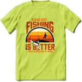 A Bad Day Fishing - Vissen T-Shirt | Grappig Verjaardag Vis Hobby Cadeau Shirt | Dames - Heren - Unisex | Tshirt Hengelsport Kleding Kado - Groen - 3XL