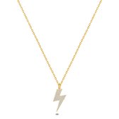 Twice As Nice Halsketting in 18kt verguld zilver, bliksem, zirkonia  38 cm+5 cm