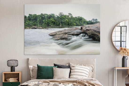 Tableau sur toile Rochers dans la rivière du Suriname - 180x120 cm - Décoration murale XXL