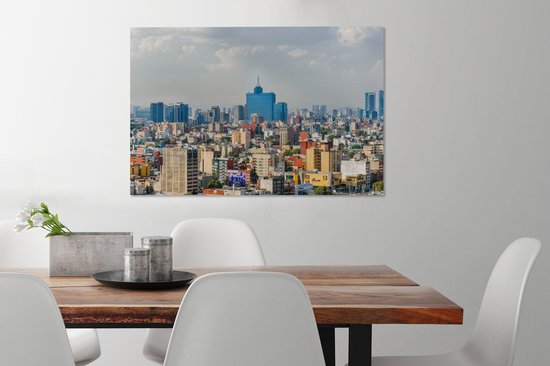 Toile Peinture Skyline - Mexique - Amérique - 90x60 cm - Décoration murale