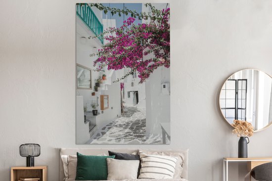 Toile Peinture Wit - Route - Grèce - 120x180 cm - Décoration murale XXL