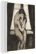 Canvas Schilderij The kiss - schilderij van Edvard Munch - 90x120 cm - Wanddecoratie
