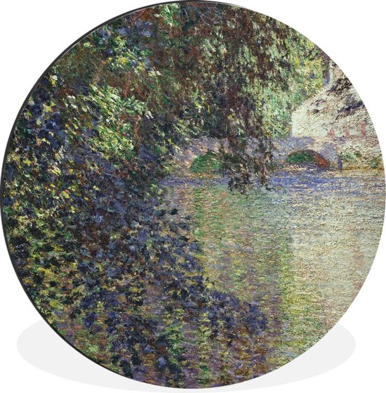 WallCircle - Wandcirkel - Muurcirkel - Watermill at Limetz - Schilderij van Claude Monet - Aluminium - Dibond - ⌀ 120 cm - Binnen en Buiten XXL