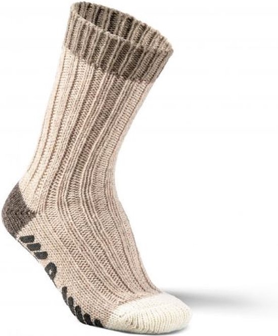 Alpaca dikke sokken anti-slip beige, maat 35-38