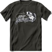Lets Go Fishing - Vissen T-Shirt | Grappig Verjaardag Vis Hobby Cadeau Shirt | Dames - Heren - Unisex | Tshirt Hengelsport Kleding Kado - Donker Grijs - 3XL