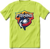 Fishing - Vissen T-Shirt | Grappig Verjaardag Vis Hobby Cadeau Shirt | Dames - Heren - Unisex | Tshirt Hengelsport Kleding Kado - Groen - M