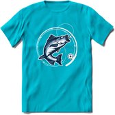 Fishing - Vissen T-Shirt | Grappig Verjaardag Vis Hobby Cadeau Shirt | Dames - Heren - Unisex | Tshirt Hengelsport Kleding Kado - Blauw - L