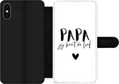 Bookcase Geschikt voor iPhone XS telefoonhoesje - Papa jij bent zo lief - Quotes - Spreuken - Papa - Met vakjes - Wallet case met magneetsluiting