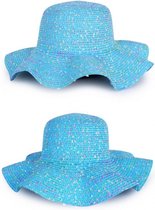 Blauwe dames strand/hippie hoed