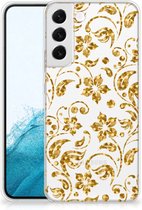 Telefoonhoesje Geschikt voor Samsung Galaxy S22 Plus Back Cover Siliconen Hoesje Gouden Bloemen