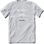 Ik hou van mijn vrouw Bier T-Shirt | Unisex Kleding | Dames - Heren Feest shirt | Drank | Grappig Verjaardag Cadeau tekst | - Licht Grijs - Gemaleerd - S