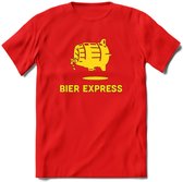 Bier Express T-Shirt | Unisex Kleding | Dames - Heren Feest shirt | Drank | Grappig Verjaardag Cadeau tekst | - Rood - L