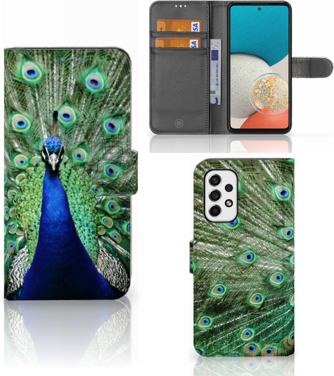 Samsung Galaxy A53 Telefoonhoesje met Pasjes Pauw