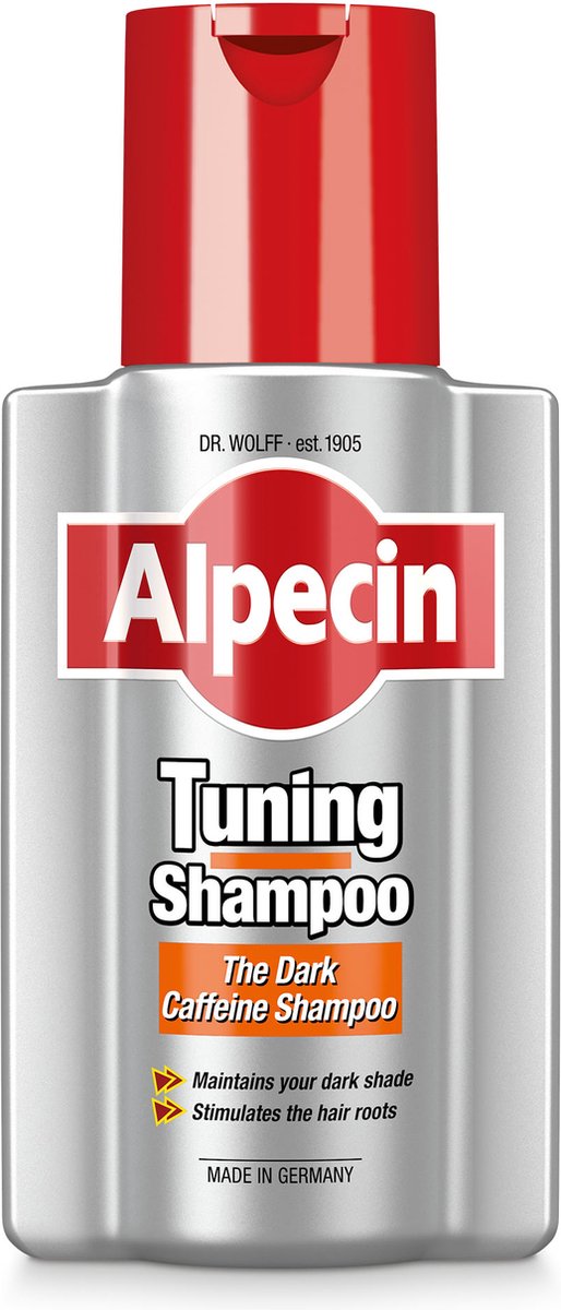 Alpecin Tuning Shampoo 200ml | Behoudt Natuurlijke Haarkleur en Ondersteunt Haargroei | Donkere Cafeïne Shampoo om Grijze Haren