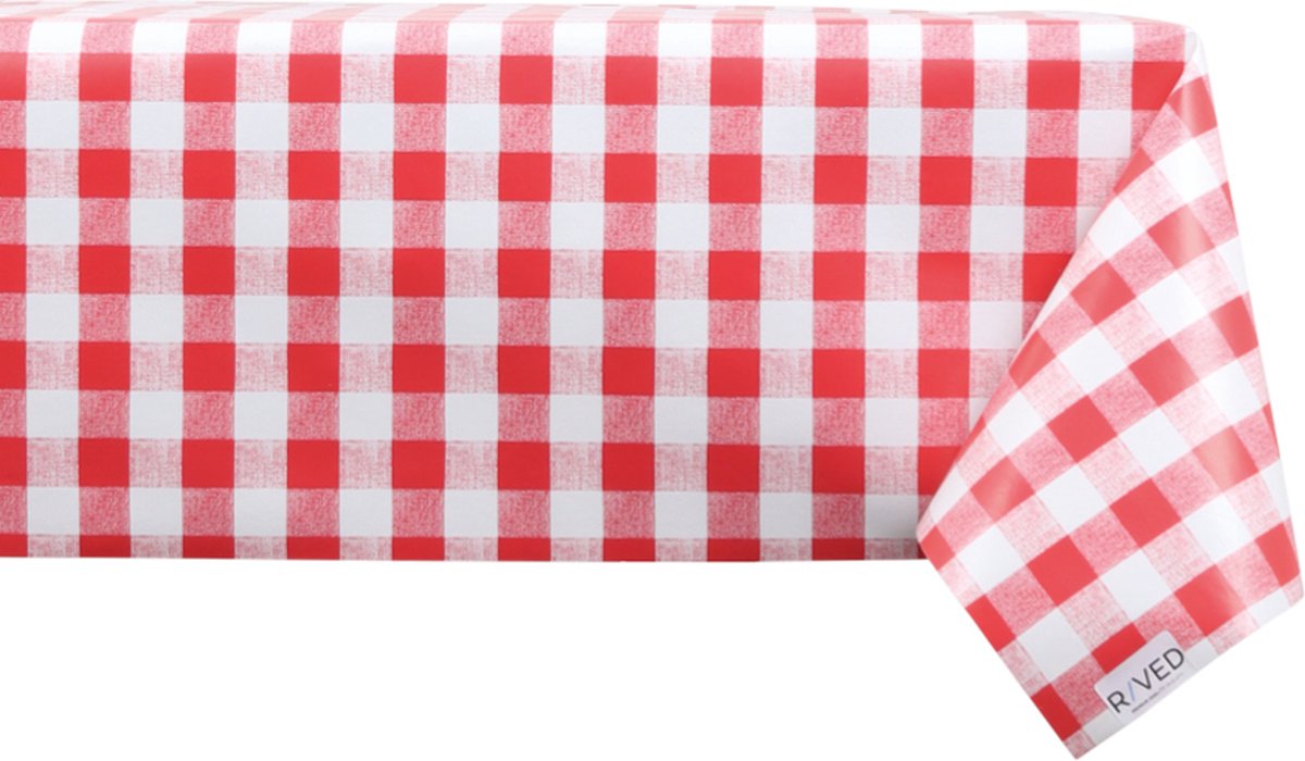 Raved Tafelzeil – 140 cm x 230 cm – Boerenbont Ruit Rood – PVC – Afwasbaar