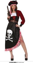 Guirca - Piraat & Viking Kostuum - Vrouwelijke Piraat Met Verborgen Schatten Kostuum - rood,zwart - Maat 42-44 - Carnavalskleding - Verkleedkleding