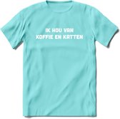 Koffie en Katten Love - Katten T-Shirt Kleding Cadeau | Dames - Heren - Unisex | Kat / Dieren shirt | Grappig Verjaardag kado | Tshirt Met Print | - Licht Blauw - XL