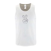 Witte Tanktop sportshirt met "Peace / Vrede teken" Print Zilver Size XL