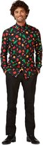 OppoSuits SHIRT LS Christmas Icons Black - Heren Overhemd - Kerstshirt - Zwart - Maat 3XL