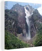 Canvas Schilderij Watervallen in het Nationaal park Canaima in Venezuela - 20x20 cm - Wanddecoratie