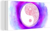 Peinture sur toile Un dessin d'un logo Yin et Yang avec des couleurs - 40x20 cm - Décoration murale Art