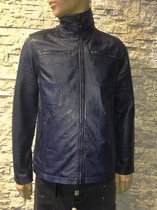 Blauw Heren Leren Parka- Albert - XL