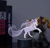 3D Led Lamp Met Gravering - RGB 7 Kleuren - Unicorn