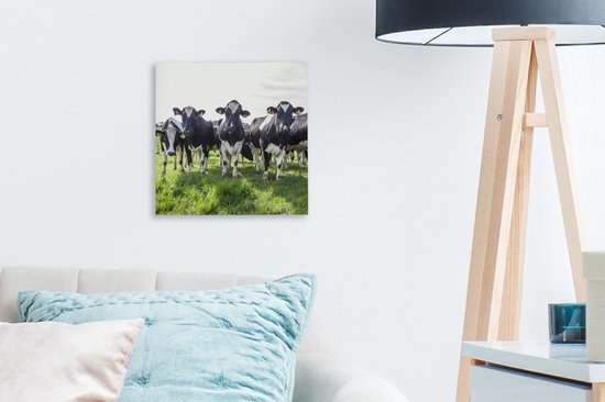 Tableau Peinture Vaches - Léger - Printemps - 20x20 cm - Décoration murale