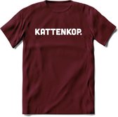 Kattenkop - Katten T-Shirt Kleding Cadeau | Dames - Heren - Unisex | Kat / Dieren shirt | Grappig Verjaardag kado | Tshirt Met Print | - Burgundy - XXL