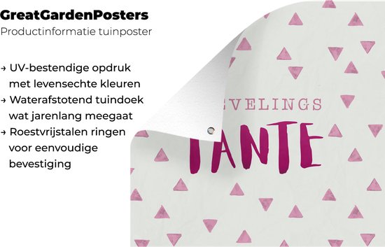 Posters de jardin Proverbes - 'Tante préférée' - Citations - 50x50 cm - Toile jardin - Affiche extérieure