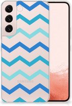 Telefoon Hoesje Geschikt voor Samsung Galaxy S22 Siliconen Back Cover Zigzag Blauw