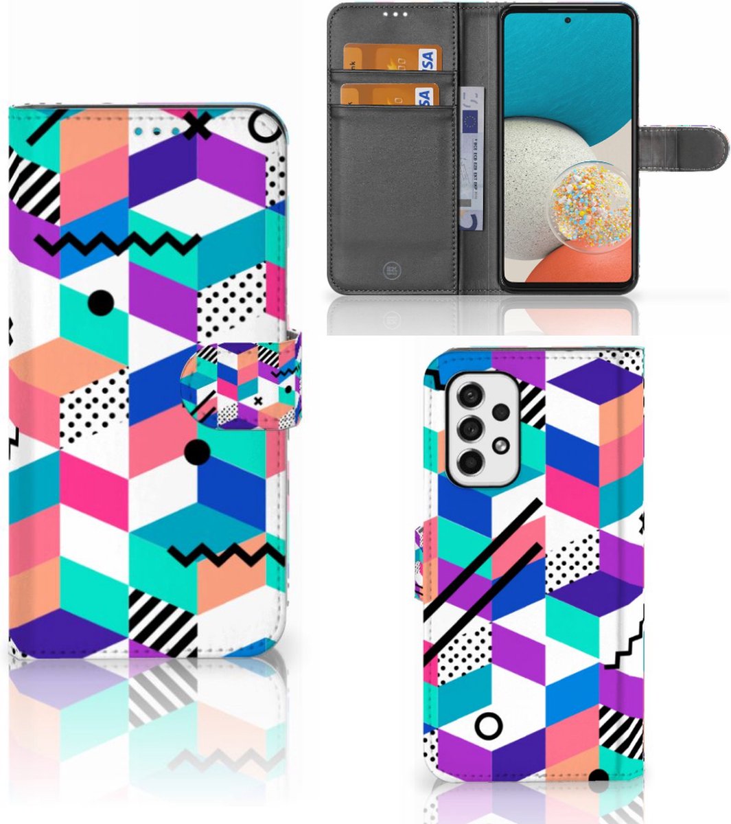 Samsung Galaxy A53 Book Case Blokken Kleurrijk